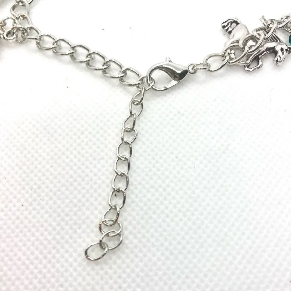 Brave Inspired Charm Bracelet Merida Celtic Knot Bear Bow Crown Silver Tone
